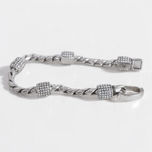 Brighton Meridian Chain Bracelet Silver Plate Clear Pave Crystal 7.5 Inch Clasp
